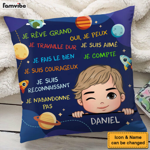 Personalized I Dream Big Grandson France Pillow