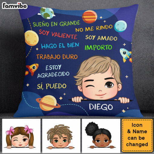 Personalized I Dream Big Grandson Spanish Pillow