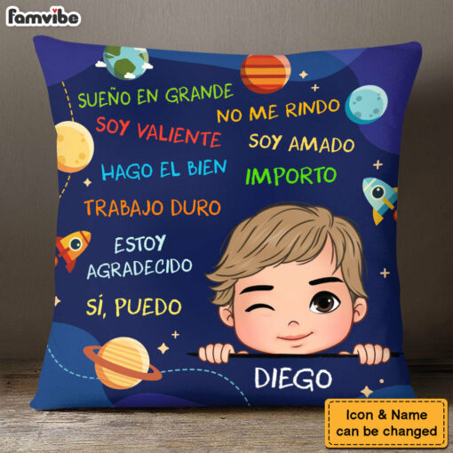 Personalized I Dream Big Grandson Spanish Pillow