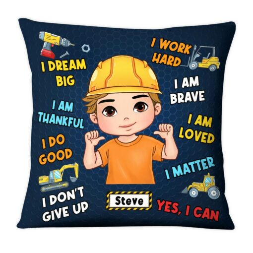 Personalized Inspiring Gift For Grandson I Dream Big Excavation Construction Machines Theme Pillow