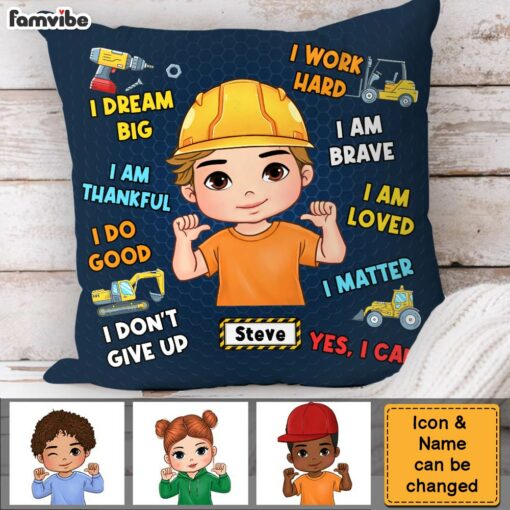 Personalized Inspiring Gift For Grandson I Dream Big Excavation Construction Machines Theme Pillow