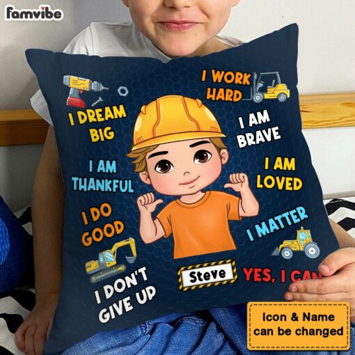 Personalized Inspiring Gift For Grandson I Dream Big Excavation Construction Machines Theme Pillow