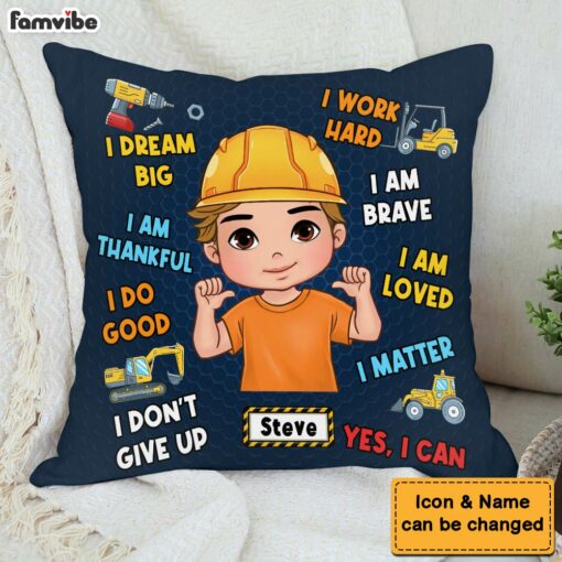 Personalized Inspiring Gift For Grandson I Dream Big Excavation Construction Machines Theme Pillow