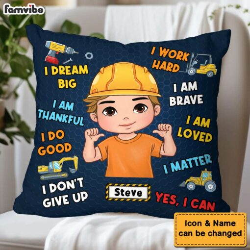 Personalized Inspiring Gift For Grandson I Dream Big Excavation Construction Machines Theme Pillow