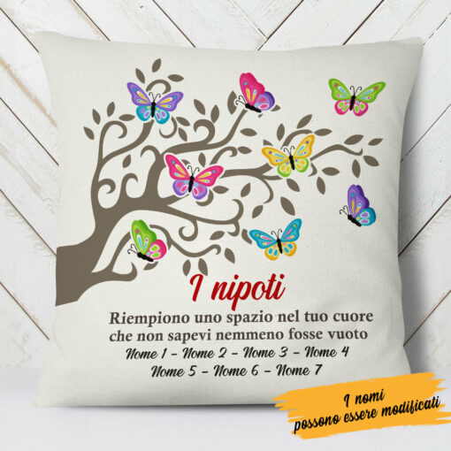 Personalized Italian Mamma Nonna Butterfly Tree Mom Grandma Pillow