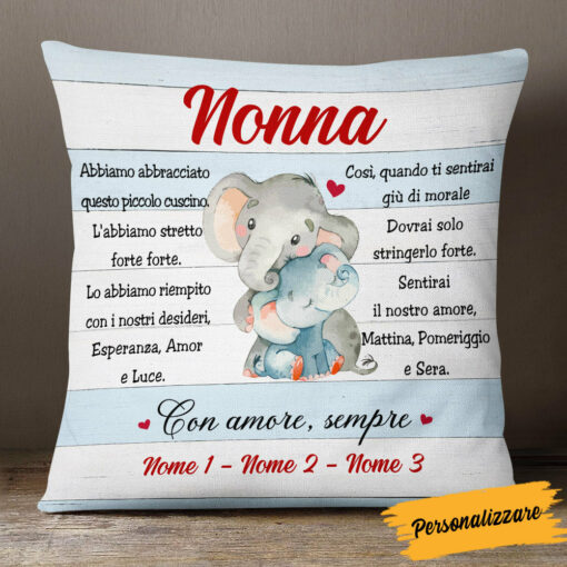 Personalized Italian Mamma Nonna Elephant Mom Grandma Pillow