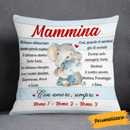 Personalized Italian Mamma Nonna Elephant Mom Grandma Pillow