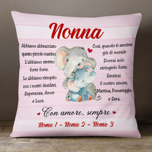 Personalized Italian Mamma Nonna Elephant Mom Grandma Pillow