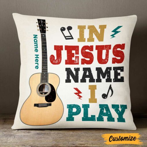 Personalized Jesus Guitar Pillow