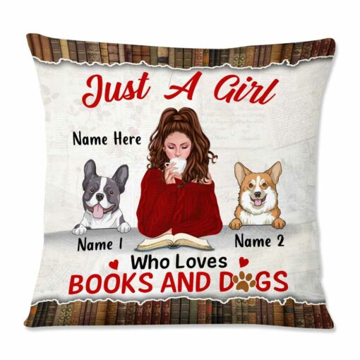 Personalized Just A Girl Loves Books Dog Pillow