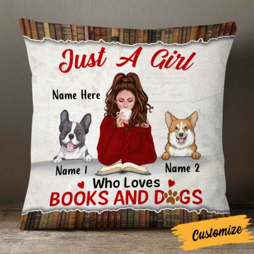 Personalized Just A Girl Loves Books Dog Pillow