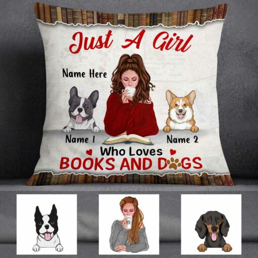 Personalized Just A Girl Loves Books Dog Pillow