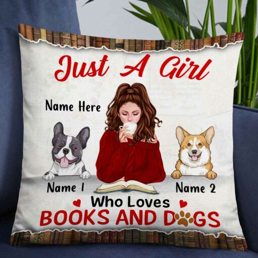 Personalized Just A Girl Loves Books Dog Pillow