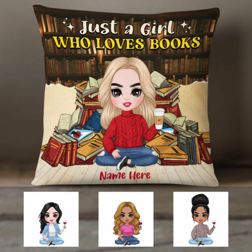 Personalized Just A Girl Who Loves Books Pillow