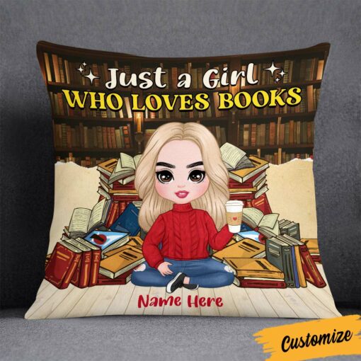 Personalized Just A Girl Who Loves Books Pillow