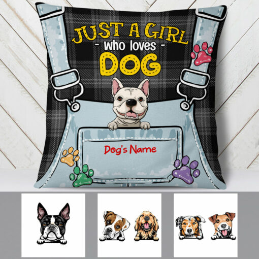 Personalized Just A Girl Who Loves Dog Pillow