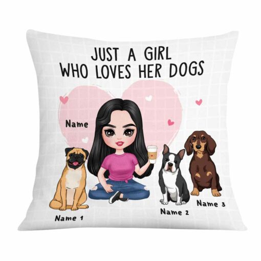 Personalized Just A Girl Who Loves Her Dog Icon Dog Mom Pillow