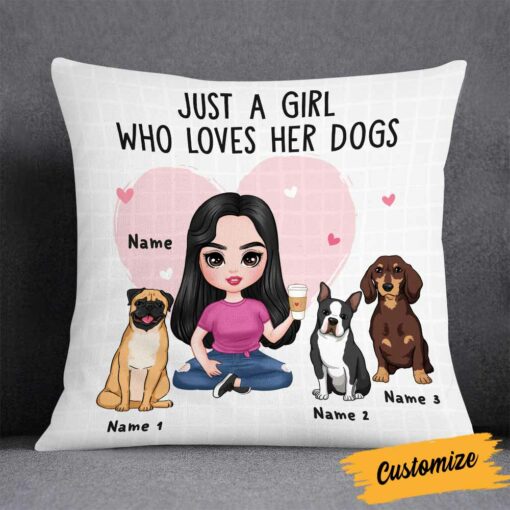 Personalized Just A Girl Who Loves Her Dog Icon Dog Mom Pillow