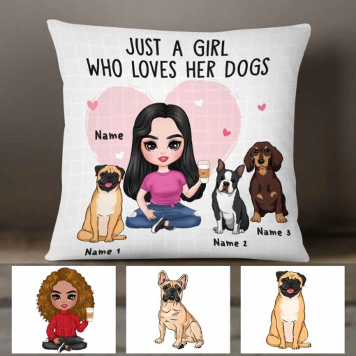 Personalized Just A Girl Who Loves Her Dog Icon Dog Mom Pillow