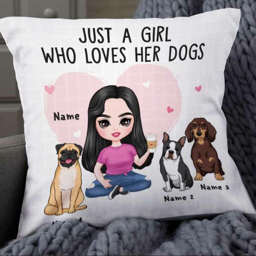 Personalized Just A Girl Who Loves Her Dog Icon Dog Mom Pillow