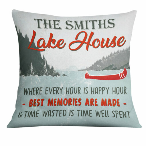 Personalized Lake House Happy Hour Pillow