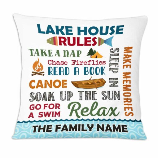 Personalized Lake House Rules Pillow