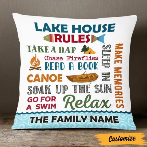 Personalized Lake House Rules Pillow