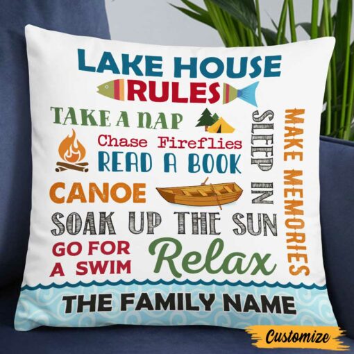 Personalized Lake House Rules Pillow