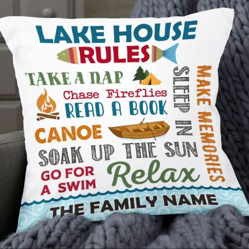 Personalized Lake House Rules Pillow