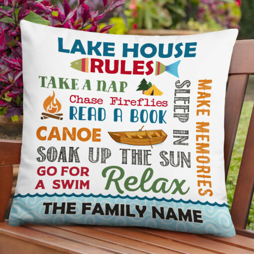 Personalized Lake House Rules Pillow