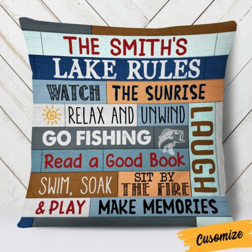 Personalized Lake Rules House Pillow