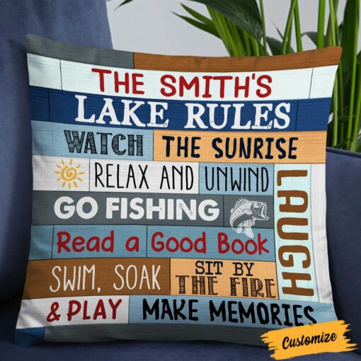 Personalized Lake Rules House Pillow