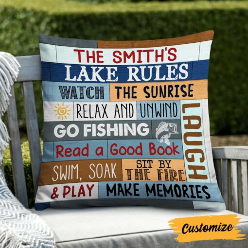 Personalized Lake Rules House Pillow