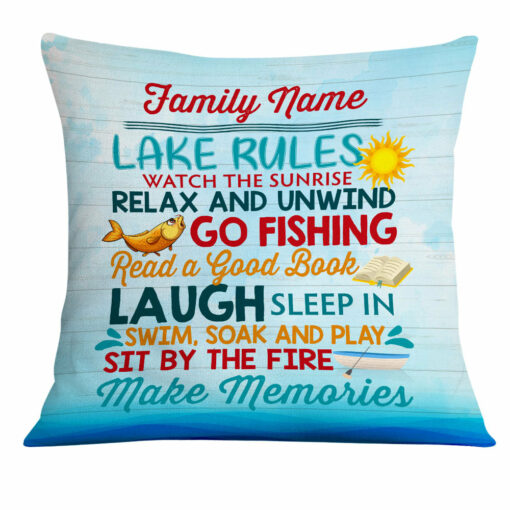 Personalized Lake Rules Pillow