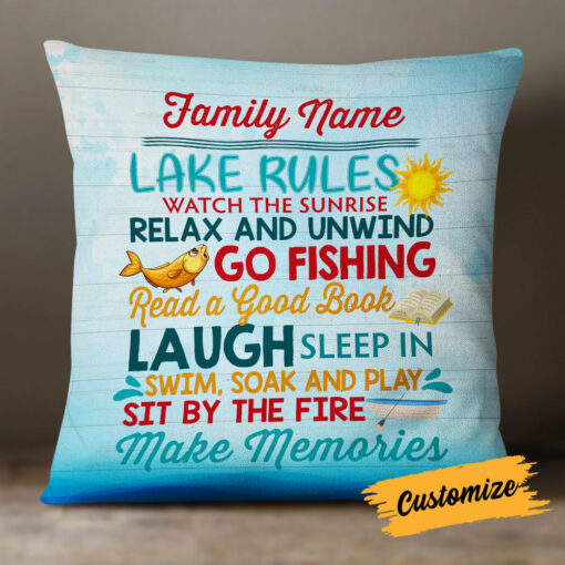 Personalized Lake Rules Pillow