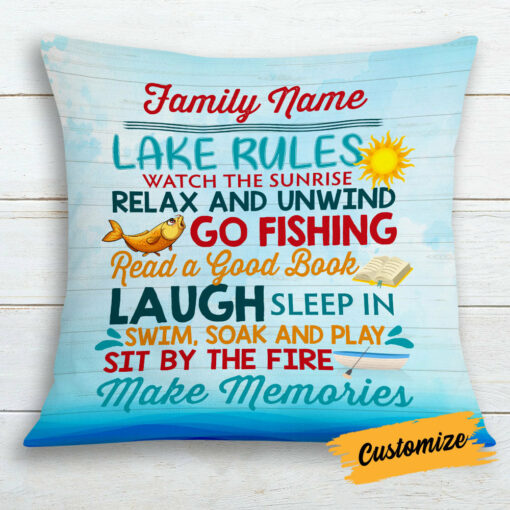 Personalized Lake Rules Pillow