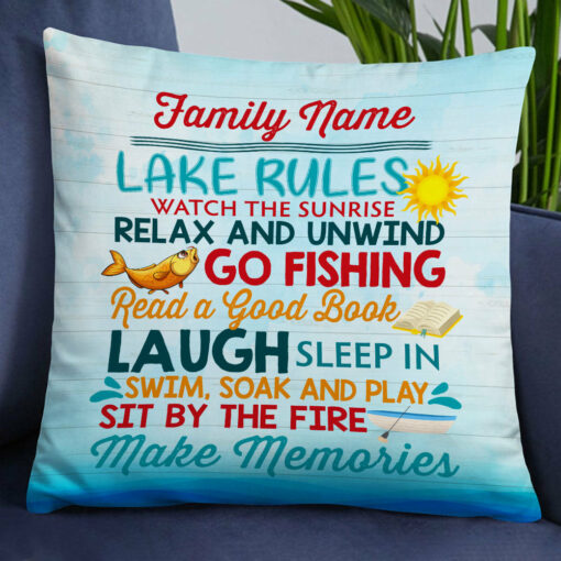 Personalized Lake Rules Pillow