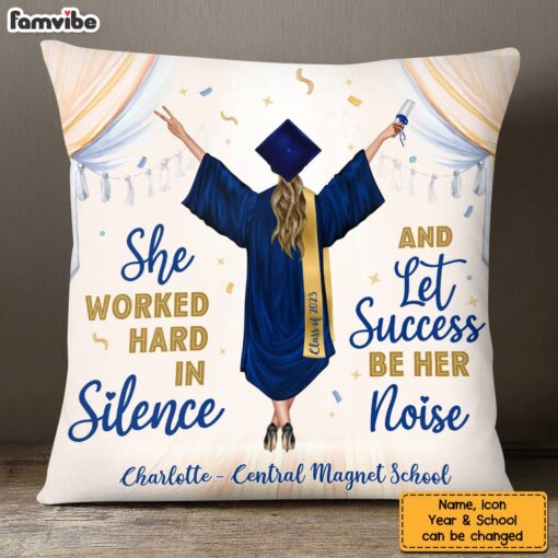 Personalized Let Success Be Your Noise Graduation Pillow