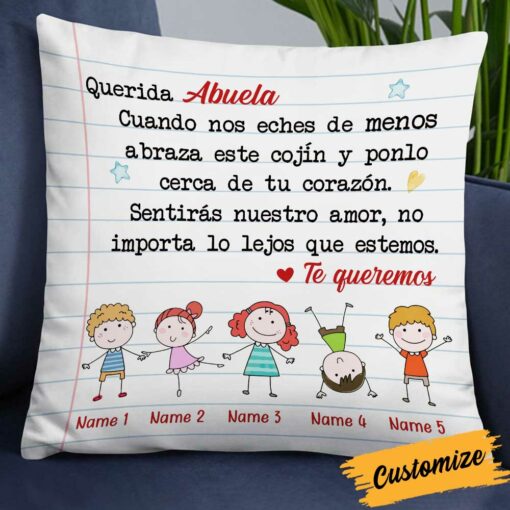 Personalized Letter To Grandma Spanish Abuela Pillow