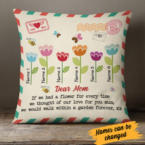 Personalized Letter To Mom Flowers Pillow