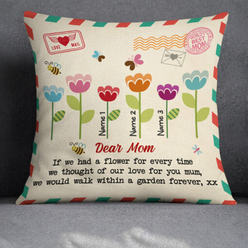 Personalized Letter To Mom Flowers Pillow