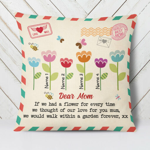 Personalized Letter To Mom Flowers Pillow