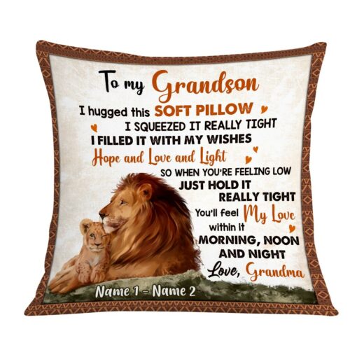 Personalized Lion To Grandson Hug This Pillow