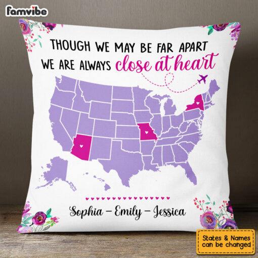 Personalized Long Distance Always Close At Heart Pillow