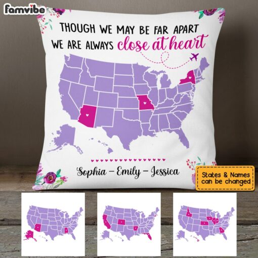 Personalized Long Distance Always Close At Heart Pillow