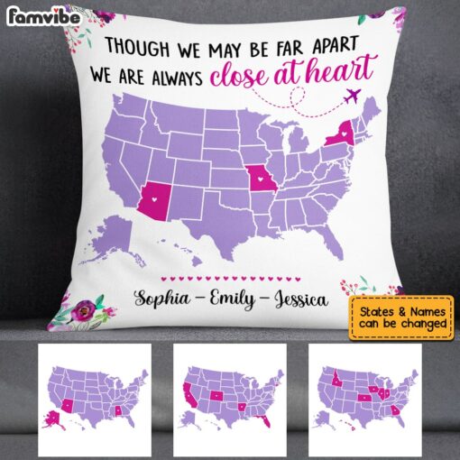 Personalized Long Distance Always Close At Heart Pillow