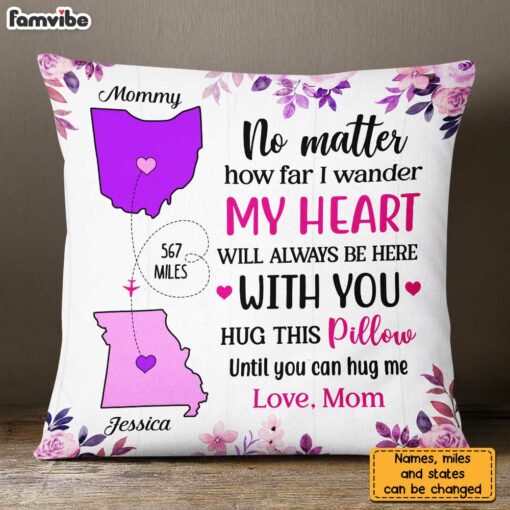 Personalized Long Distance But Close At Heart Pillow