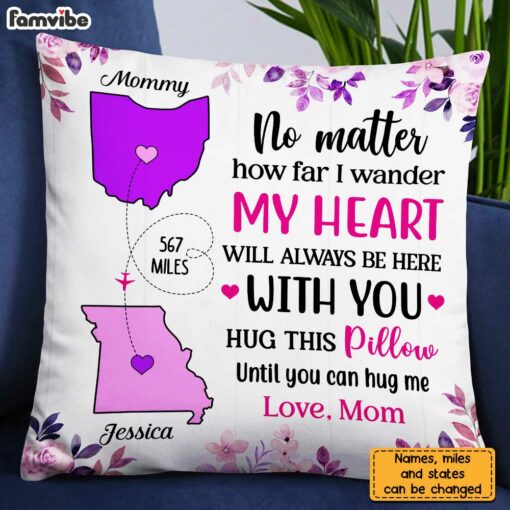 Personalized Long Distance But Close At Heart Pillow