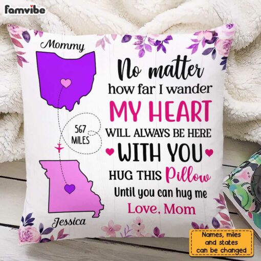 Personalized Long Distance But Close At Heart Pillow