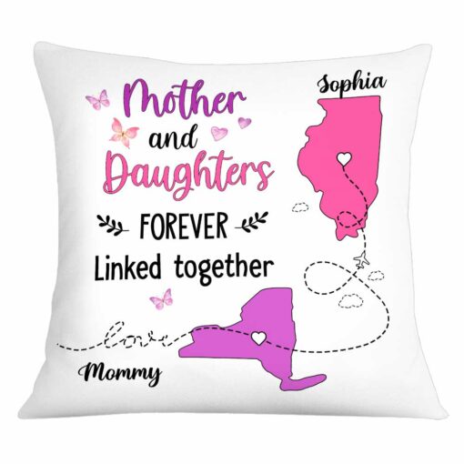 Personalized Long Distance Daughter Forever Linked Pillow